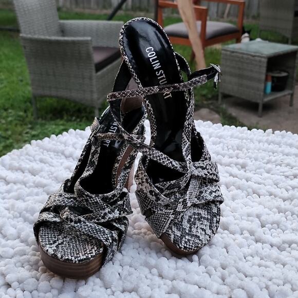 *COLIN STUART* SNAKE PRINT *SEXY* PLATFORM 5 IN TALL  *GUC* [SIZE 9] - Picture 1 of 16
